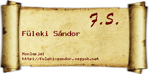Füleki Sándor névjegykártya